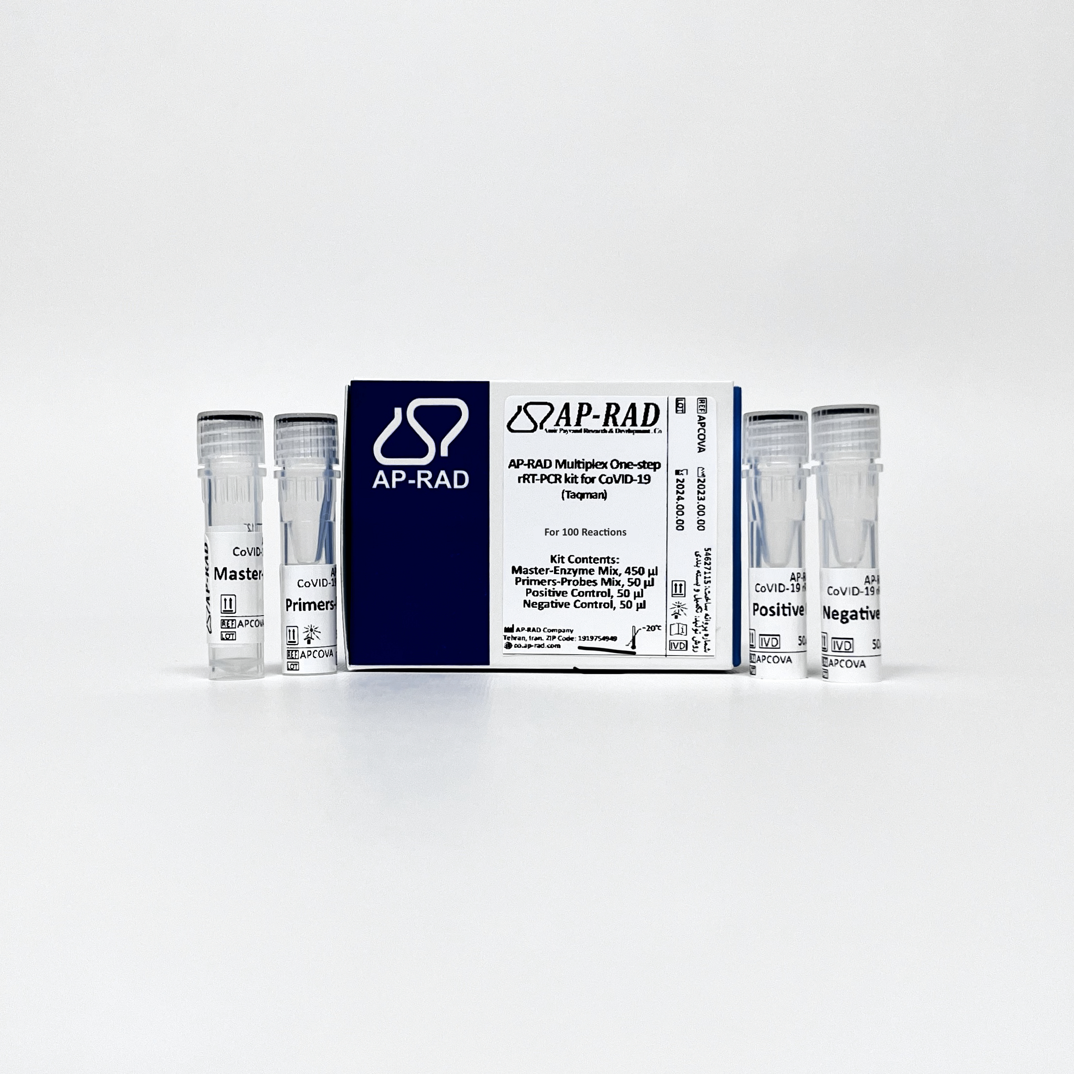 کیت rRT-PCR تک مرحله ای چند منظوره CoVID-19  100 تستی - AP-RAD Multiplex One-Step rRT-PCR Kit For Covid-19 100R - AP-RAD - کیت - سلولی و مولکولی - پژوهش و توسعه امیر پیوند