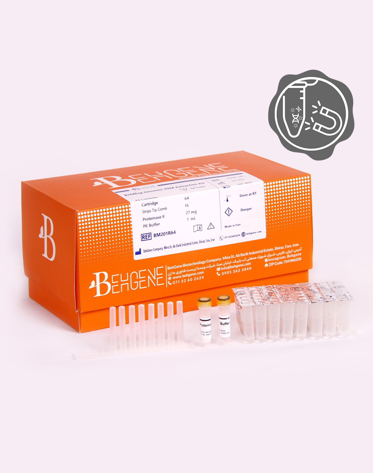 کیت دستگاهی استخراج DNA ژنومیک - BehMag Genomic DNA Extraction Kit	 - BehGene - کیت - سلولی و مولکولی - شرکت ویستا زیست فناوری به ژن