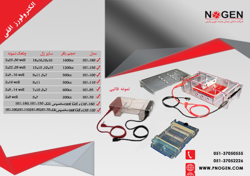 تانک های الکتروفورز افقی - عمودی -   - Electrophoresis  - تولید ملی - دستگاه - دستگاه ها و ملزومات آزمایشگاهی - پدیده نو ژن پارس 