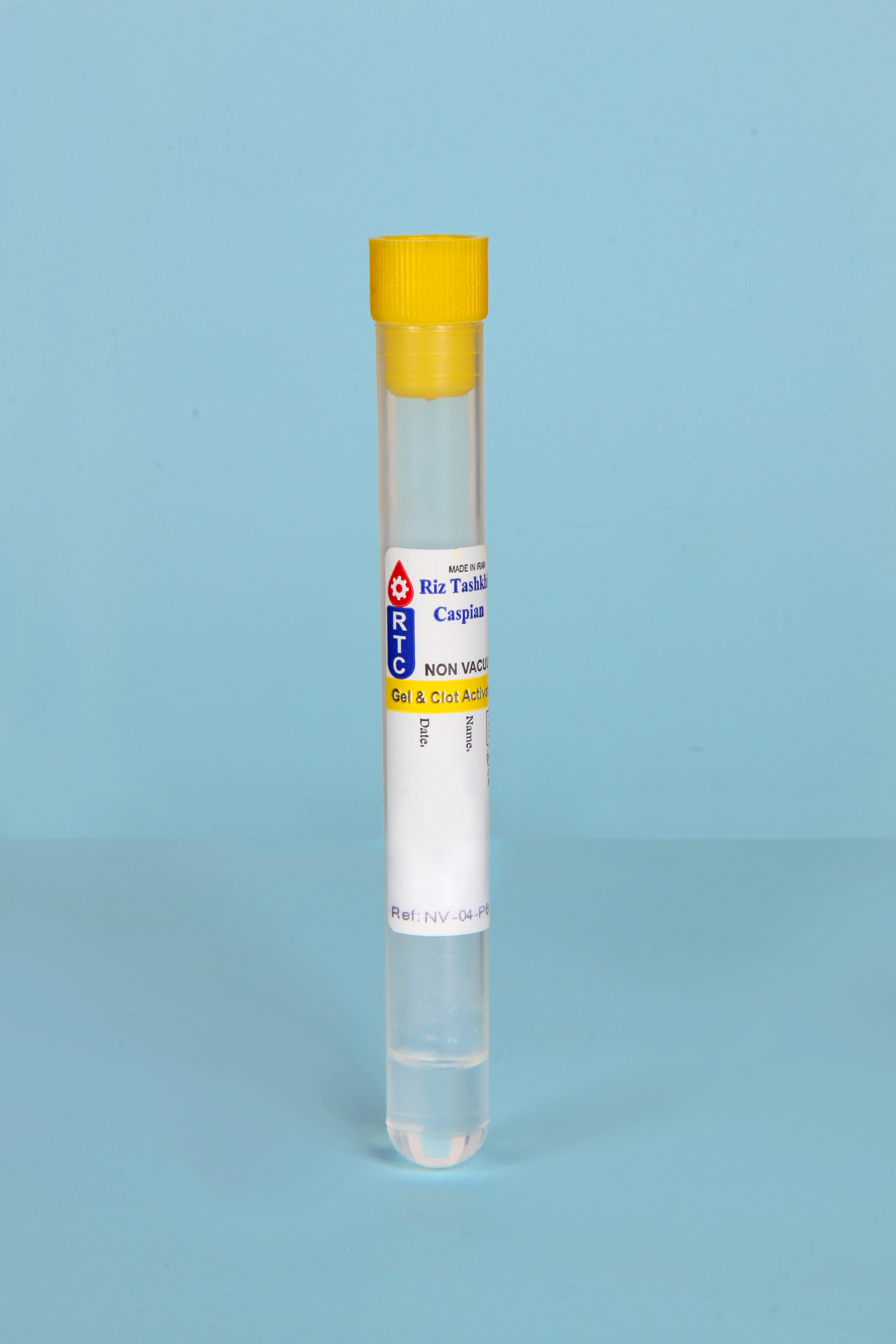 لوله خون گیری حاوی Clot Activator & Gel (بدون خلاء)- 6ml - Non Vacuum Blood Collection Test Tube  Clot Activator & Gel- 6ml - RTC - مصرفی - بیوشیمی - ریز تشخیص کاسپین