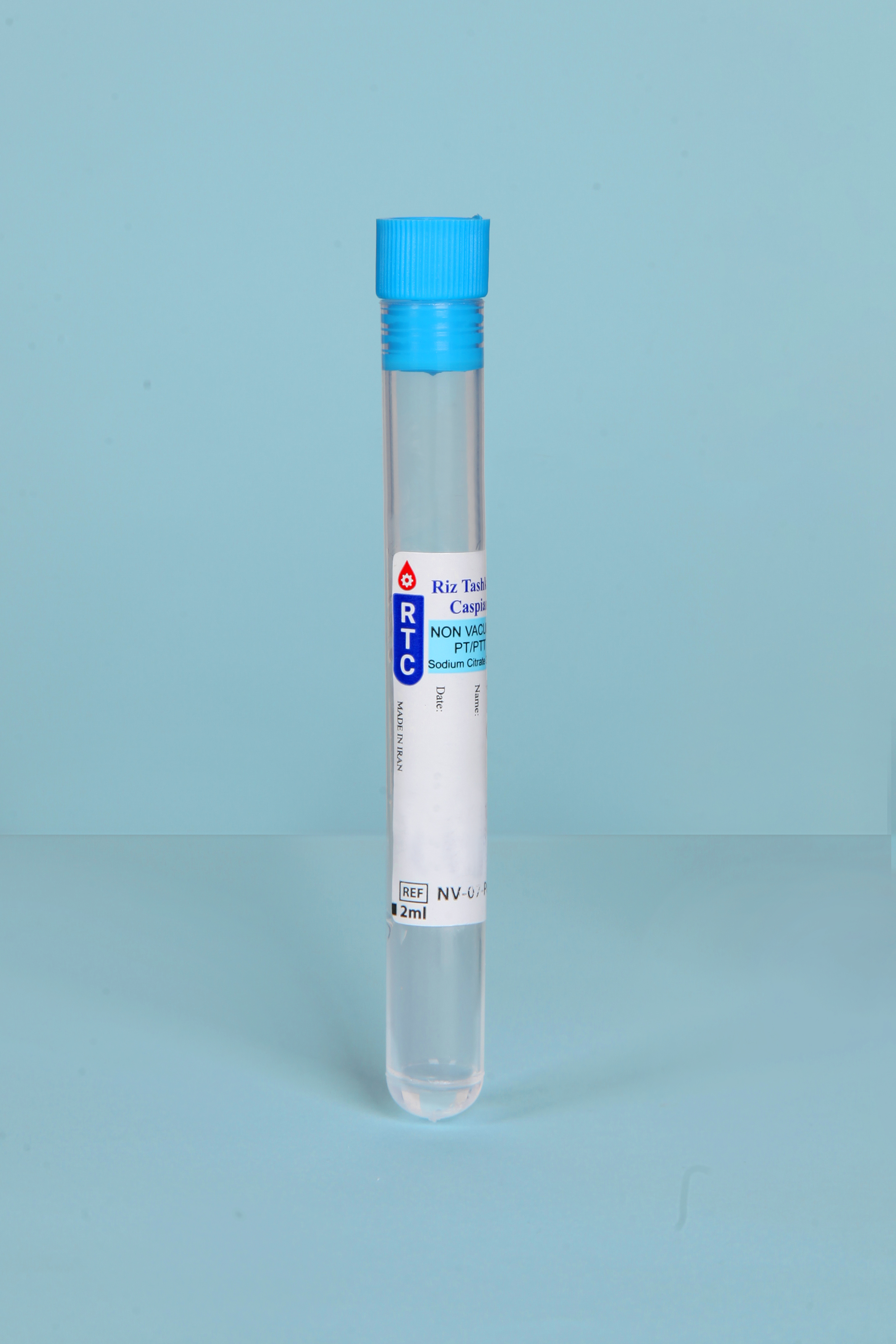 لوله خون گیری حاوی PT (بدون خلاء)- 2ml - Non Vacuum Blood Collection Test Tube  PT- 2ml - RTC - مصرفی - هماتولوژی و بانک خون - ریز تشخیص کاسپین
