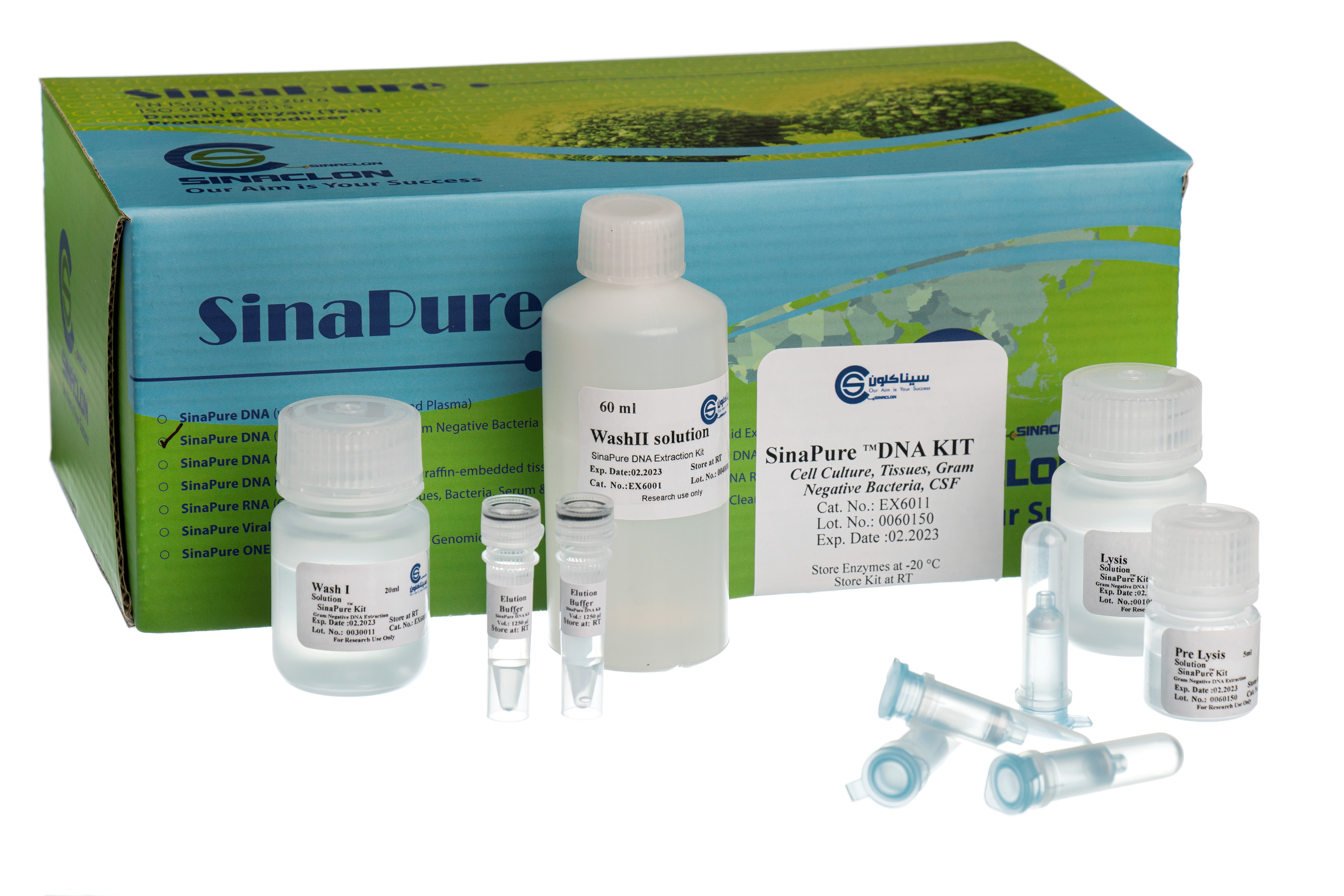 کیت استخراج دی ان از بافت و باکتری - Sinapure-DNA (Cell culture, Tissues, Gram negative Bacteria and CSF)50t -EX6011 - سیناکلون - کیت - سلولی و مولکولی - سیناکلون